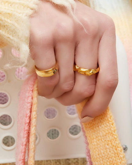 Ring organische vorm Goud kleur Stainless Steel One size