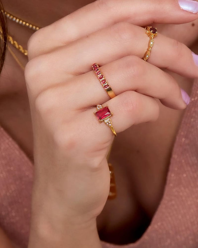 Ring glanzende vierkante steen Zwart & Zilver Stainless Steel 16