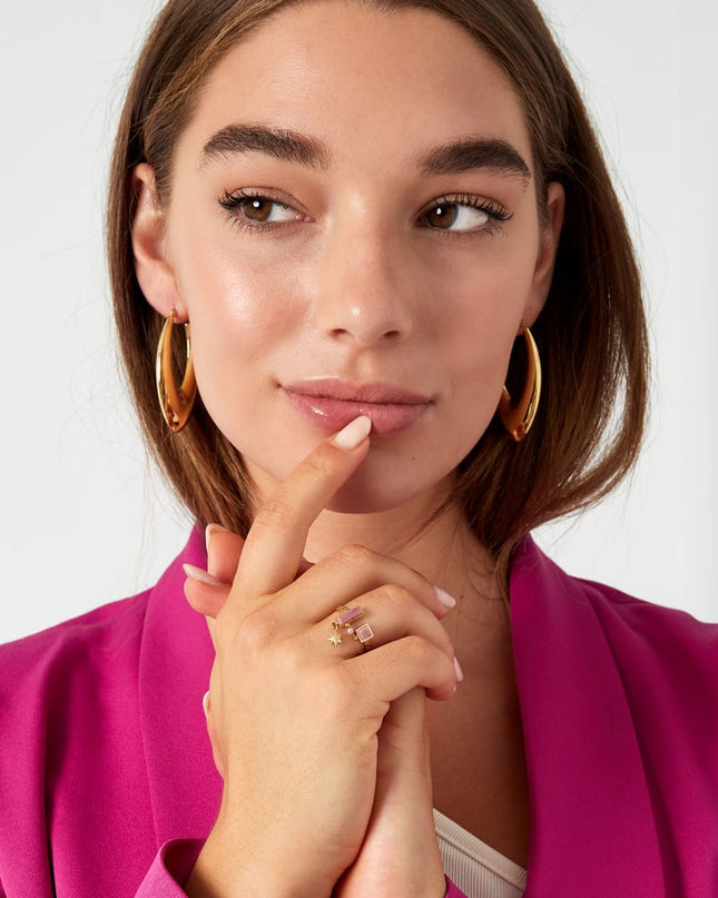 Ring open met steentjes - Goud kleur/groen