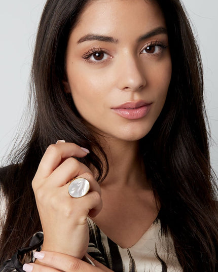 Ring grote steen - Goud kleur/turquoise