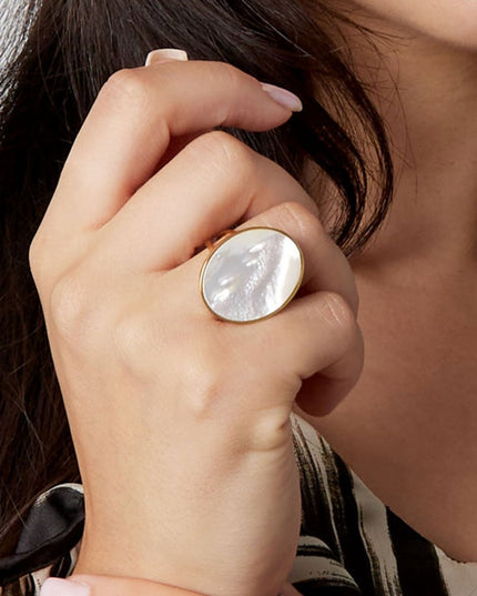 Ring grote steen - Goud kleur/turquoise