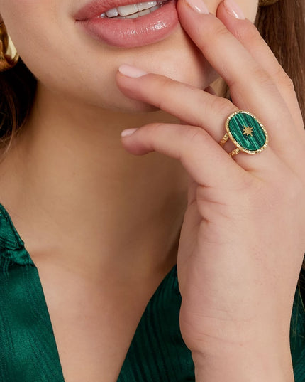 Ring steen met ster - Goud kleur/blauw