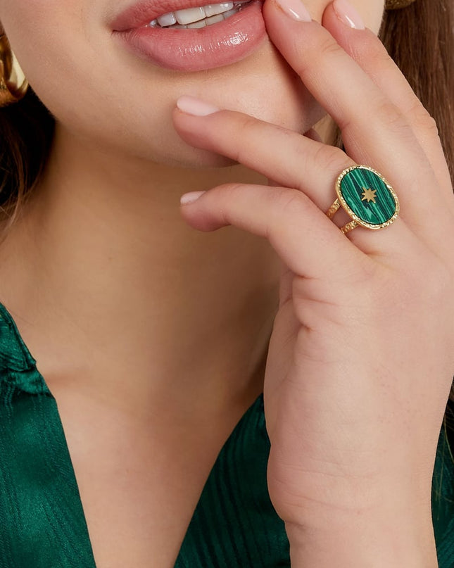 Ring steen met ster - Goud kleur/blauw