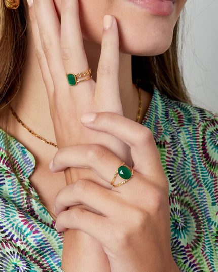 robuuste open ring met steen