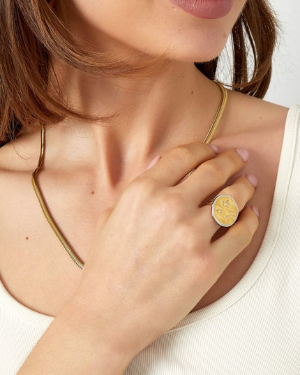 Ring rond met sterretjes - Goud kleur/zilver