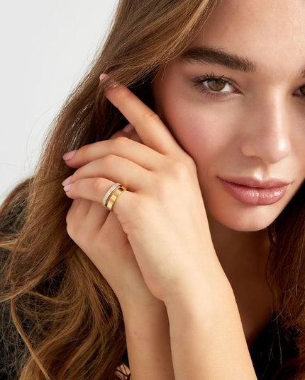 ring dubbel met steentjes