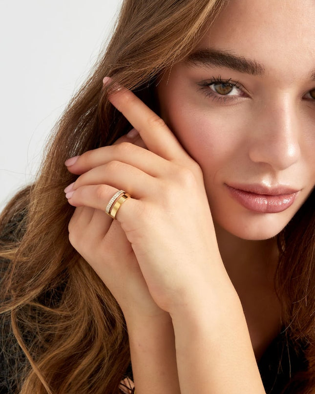 ring dubbel met steentjes