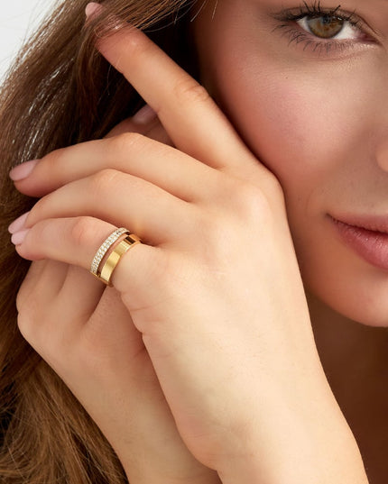 ring dubbel met steentjes