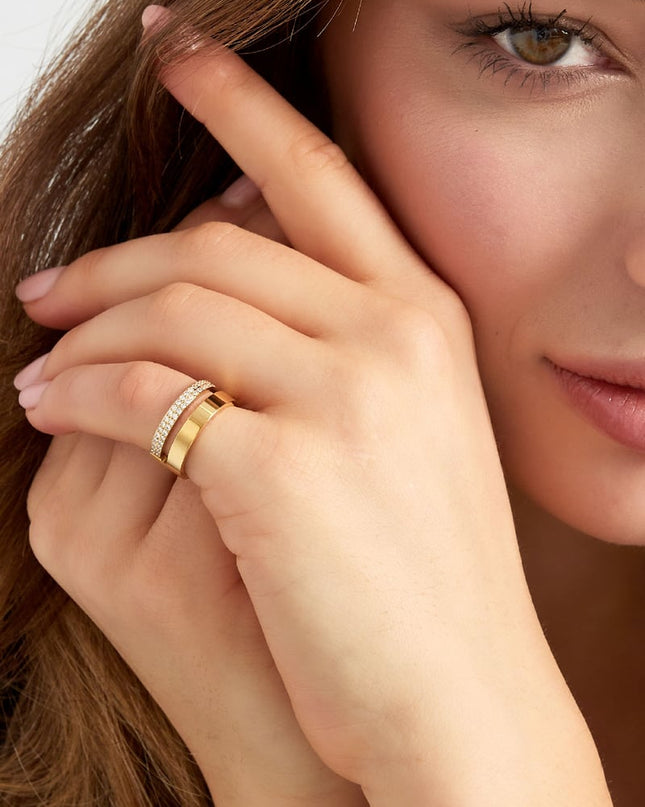 ring dubbel met steentjes