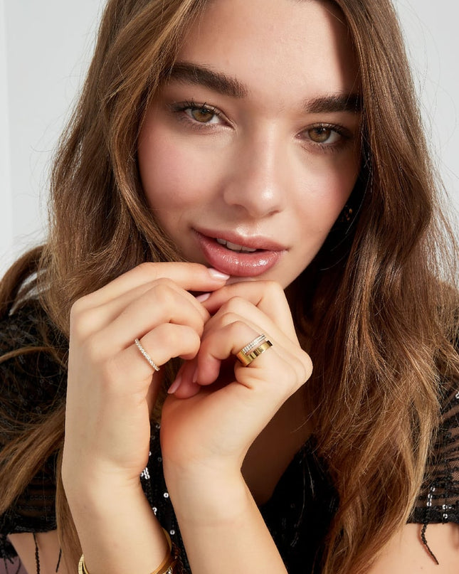 ring dubbel met steentjes