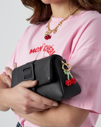 Cherry charm pendant - Red & green