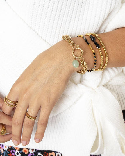 Armband Midi Beads Goud kleur Stainless Steel-4MM