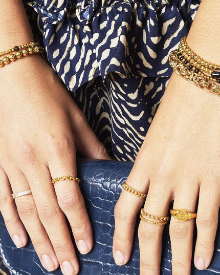 Armband Big Beads Goud kleur Stainless Steel-6MM