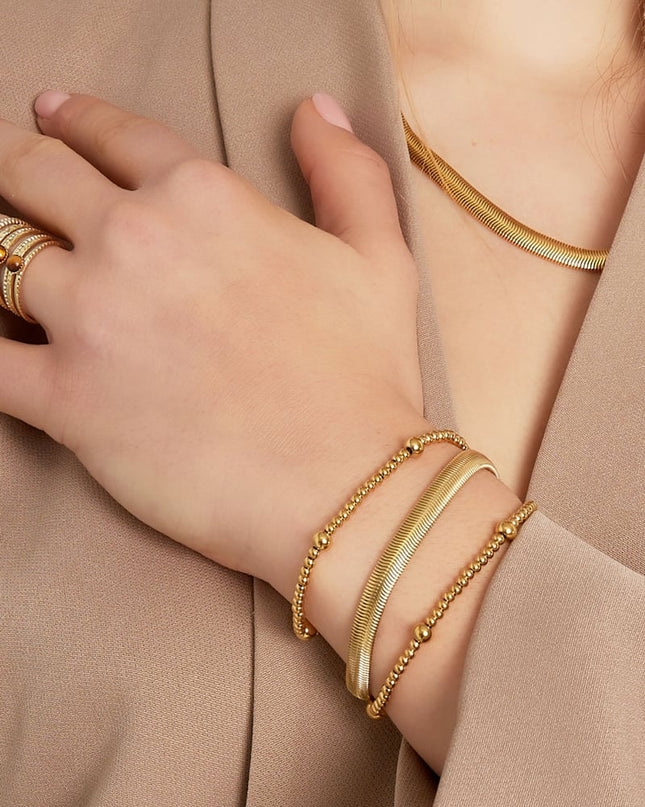 Armband Beady Goud kleur Stainless Steel