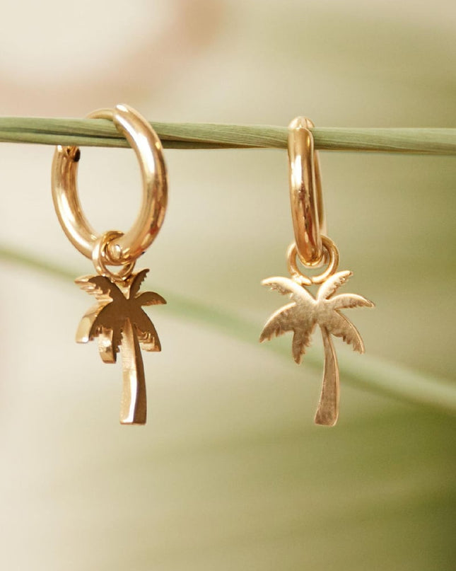 Oorbellen Summer Palm Goud kleur Stainless Steel