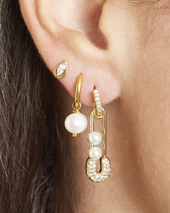 Oorbellen Pearl Of The Sea Grijs Stainless Steel