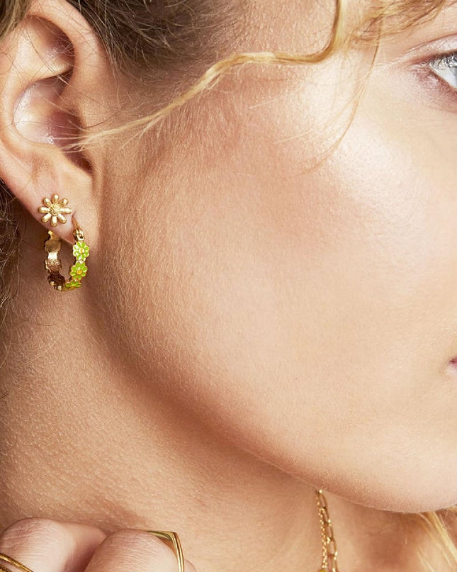 Oorbellen Daisy Hoops Groen Stainless Steel