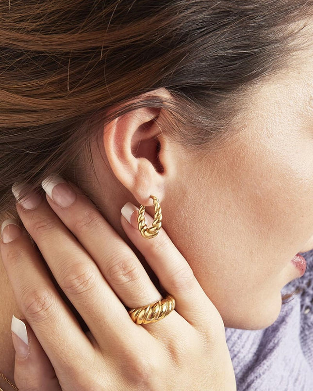 Oorbellen Dangling Twist Goud kleur Stainless Steel