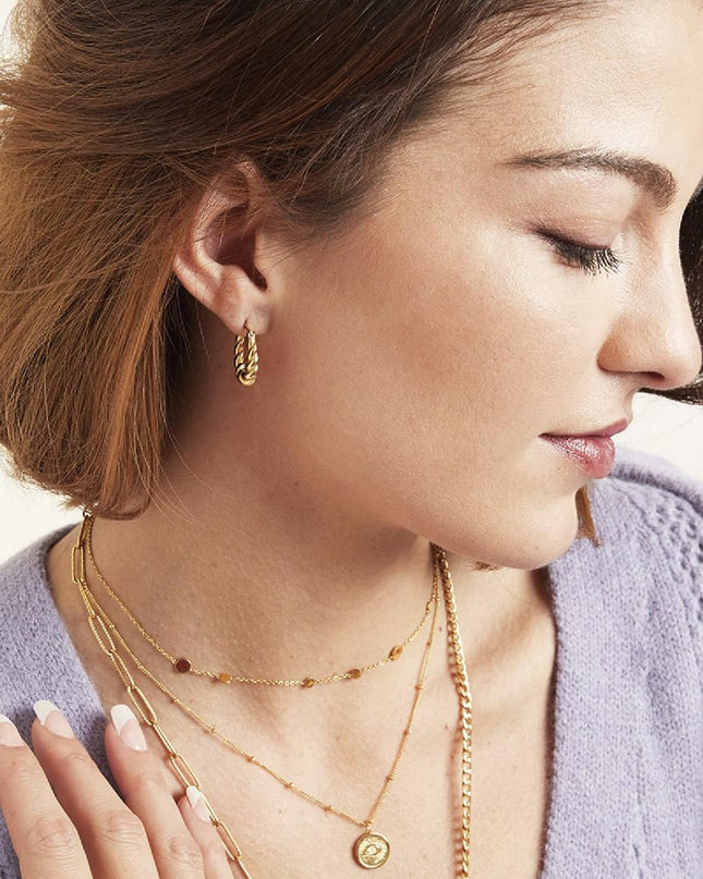 Oorbellen Dangling Twist Goud kleur Stainless Steel