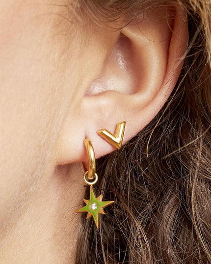 Oorbellen Think V Goud kleur Stainless Steel