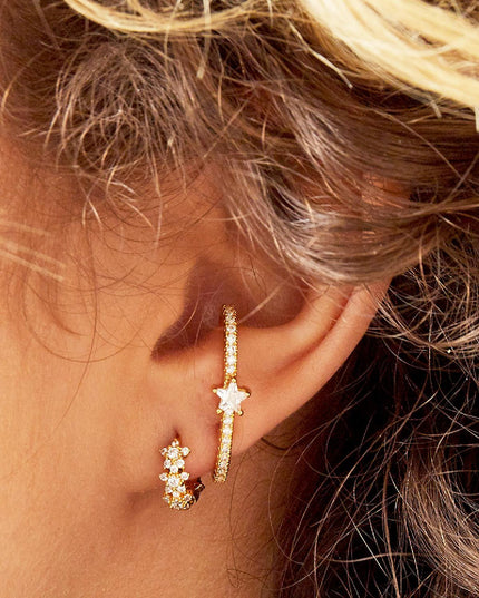 Ster strass hoepel oorbellen - koper