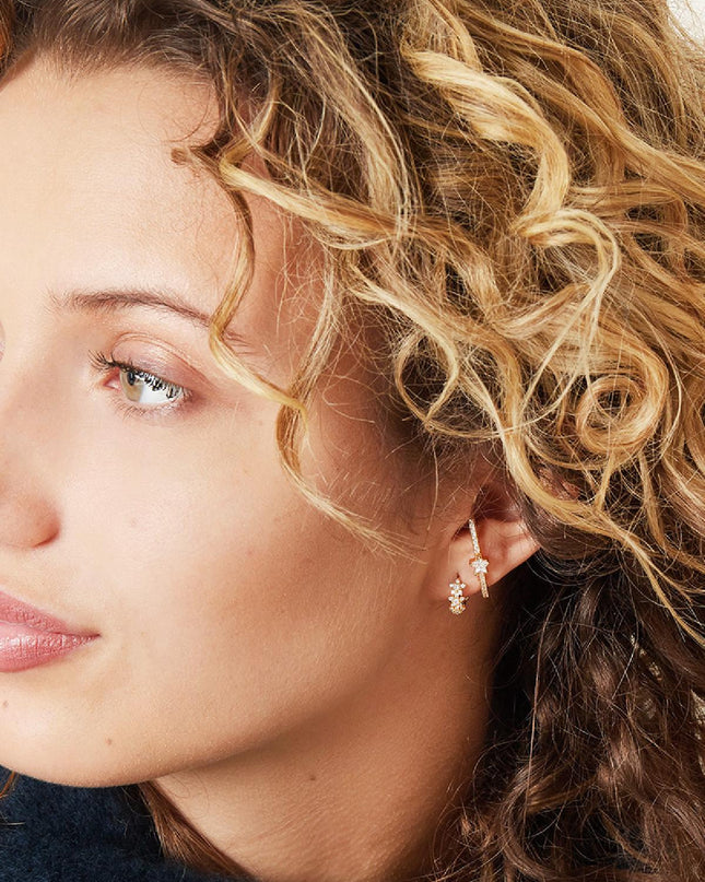 Ster strass hoepel oorbellen - koper