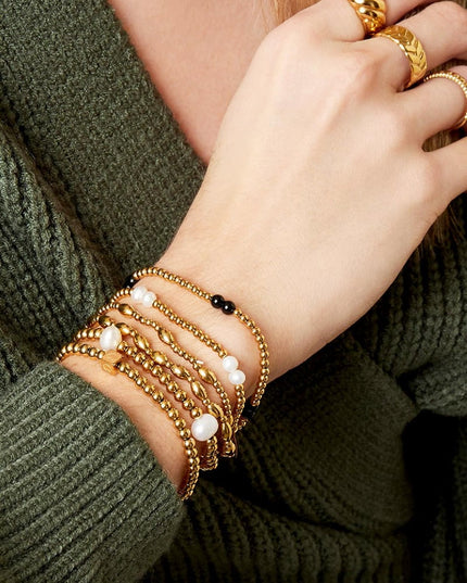 Armband pearl mix Goud kleur Stainless Steel