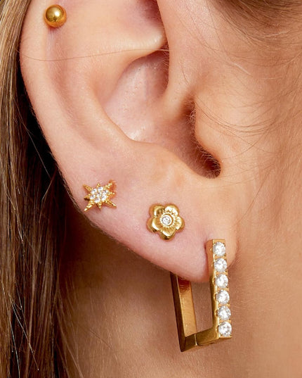 Oorbellen Flower Goud kleur Stainless Steel