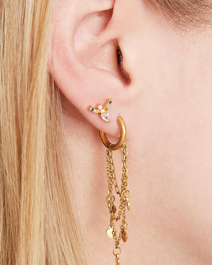 Oorbellen Hanging Hearts Goud kleur Stainless Steel