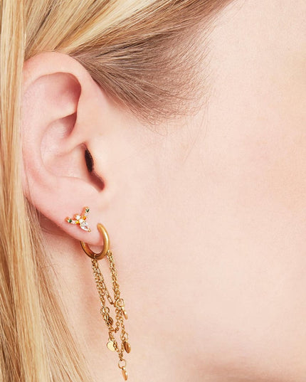 Oorbellen Hanging Hearts Goud kleur Stainless Steel