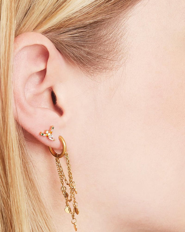 Oorbellen Hanging Hearts Goud kleur Stainless Steel