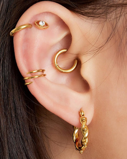 Earcuff Spiral Gold Goud kleur Stainless Steel