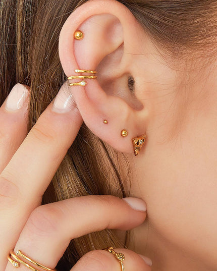 Earcuff spiraal met kleine steentjes Zilver Stainless Steel