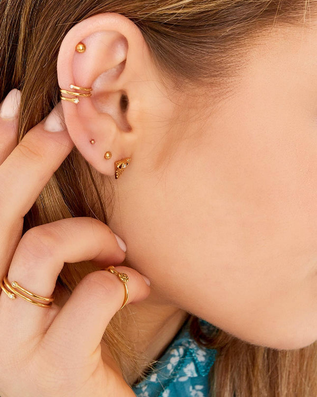 Earcuff spiraal met kleine steentjes Zilver Stainless Steel