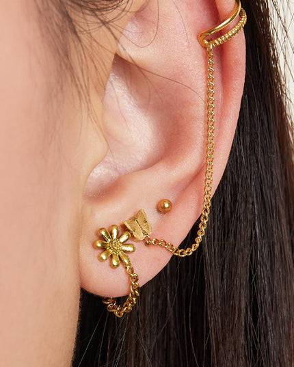 Oorknopje bloem Zilver Stainless Steel