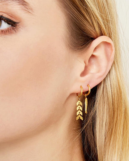 Oorbellen Fishbone Goud kleur Stainless Steel