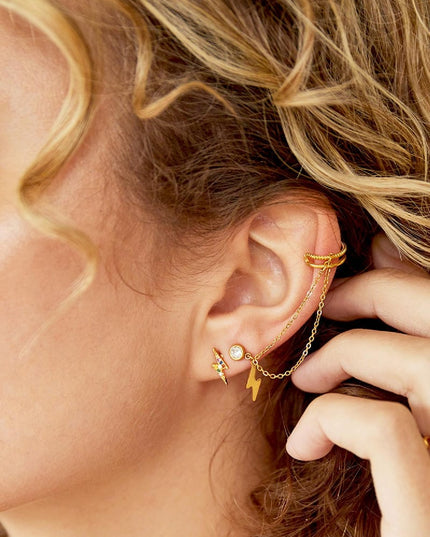 Roestvrijstalen ear cuff lichtflits Goud kleur Stainless Steel