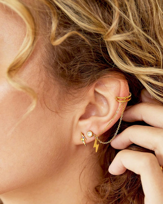 Roestvrijstalen ear cuff lichtflits Goud kleur Stainless Steel