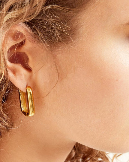 Oorbellen vierkant groot Goud kleur Stainless Steel