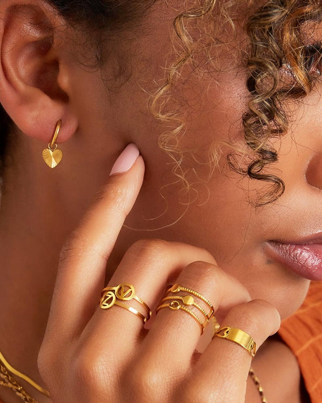 RVS oorbellen hart Goud kleur Stainless Steel