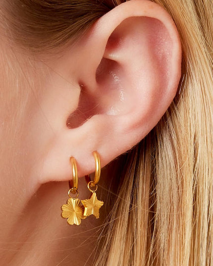 RVS oorbellen klaver Goud kleur Stainless Steel