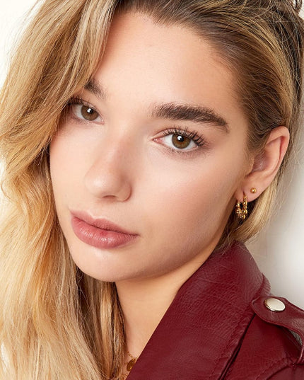 Oorringen met balletjes Goud kleur Stainless Steel