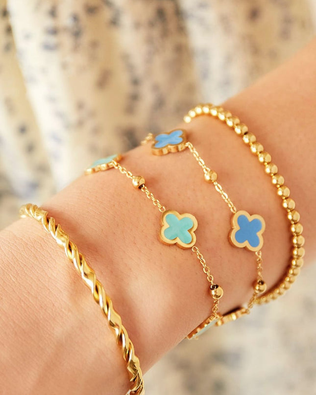 Armband drie klavers Groen Stainless Steel