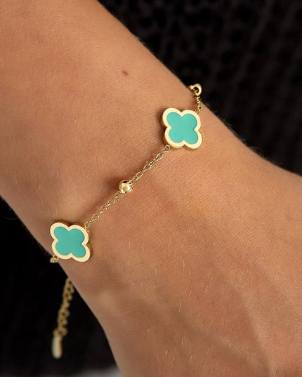 Armband drie klavers Groen Stainless Steel