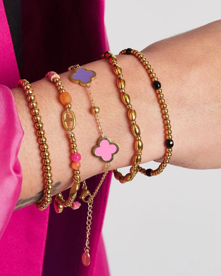 Armband drie klavers Groen Stainless Steel