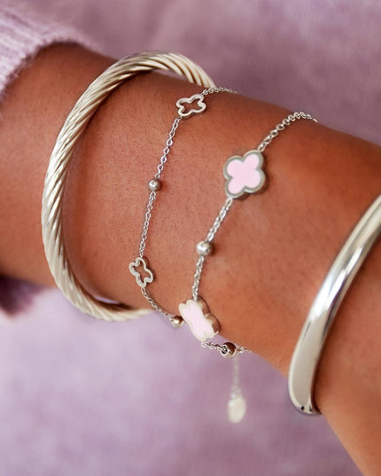 Armband open klavers Zilver Stainless Steel