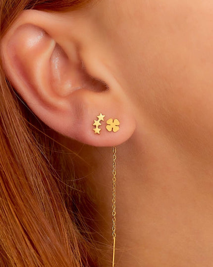 Roestvrijstalen ketting oorbellen Klaver Goud kleur Stainless Steel