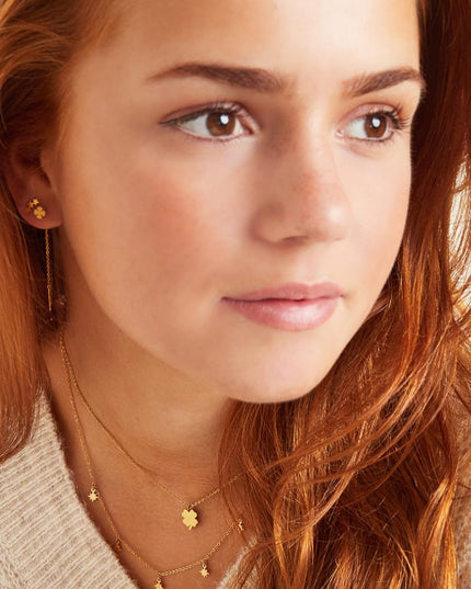 Roestvrijstalen ketting oorbellen Klaver Goud kleur Stainless Steel