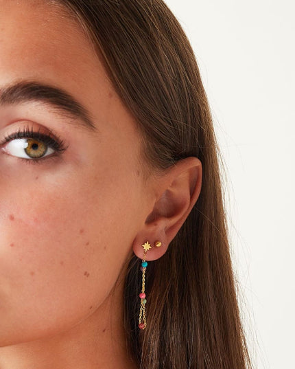 Steroorbel met gekleurde bolletjes Zilver Stainless Steel