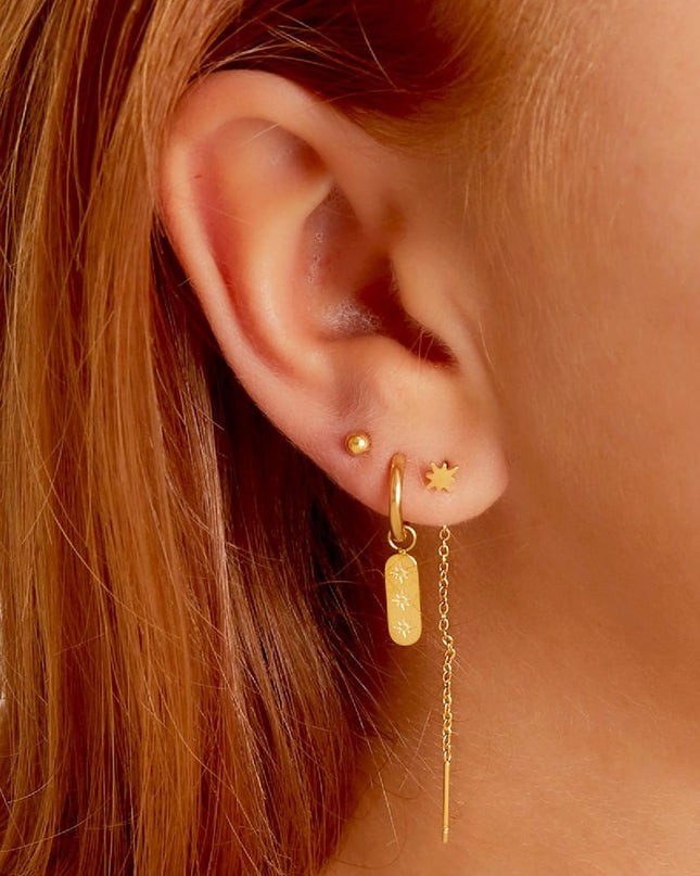 RVS oorbellen zon Goud kleur Stainless Steel